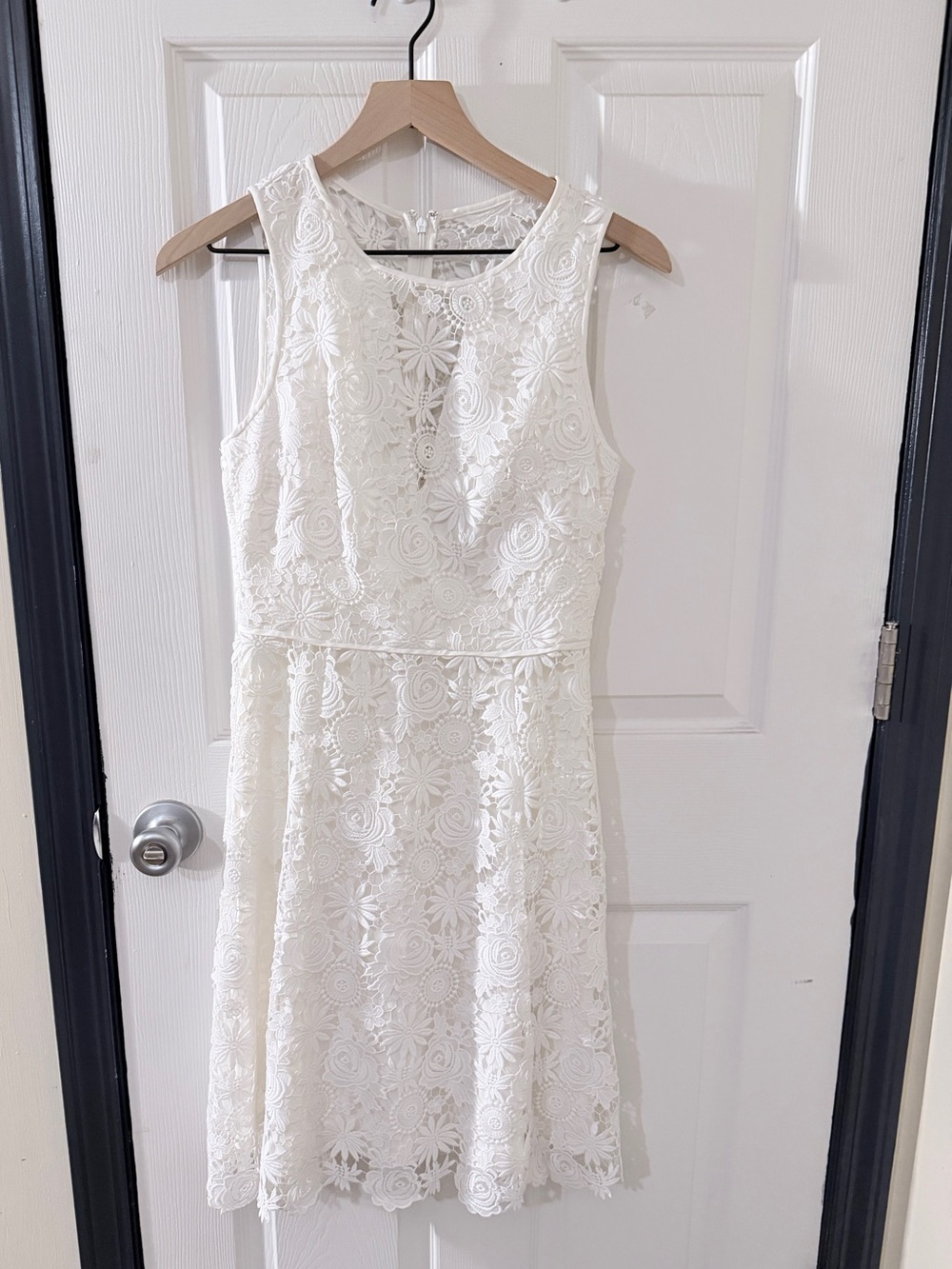 Sleeveless White Lace Fit & Flare Dress